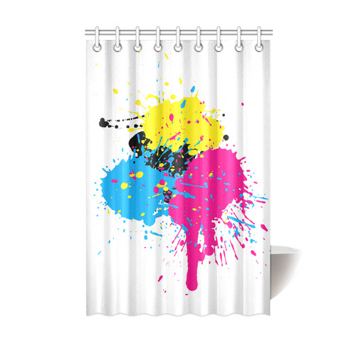 Red Blue Yellow Watercolor Splash Shower Curtain 48"x72"