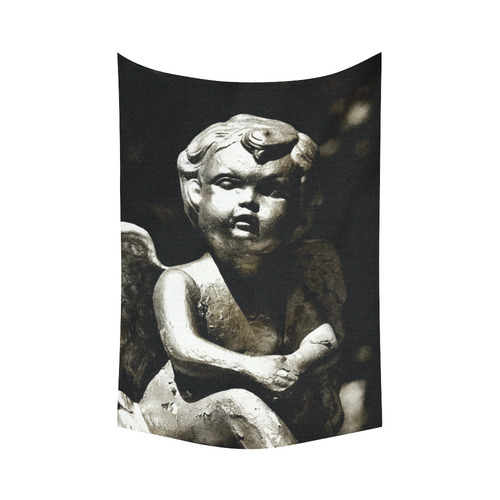 cute vintage Guardian Angel 4 by FeelGood Cotton Linen Wall Tapestry 60"x 90"