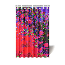 Red Blue Watercolor Floral Paint Shower Curtain 48"x72"