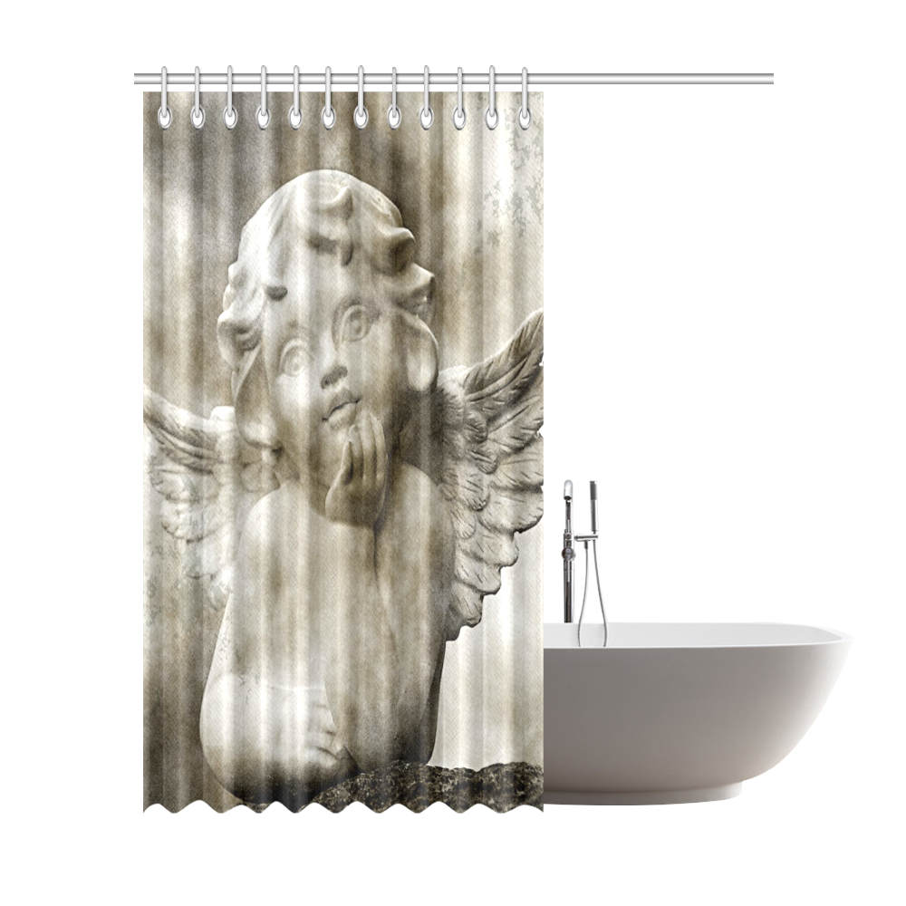 cute vintage Guardian Angel 3 Shower Curtain 72"x84"