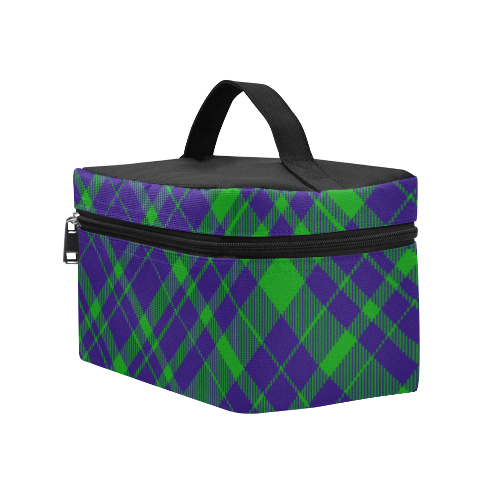 Diagonal Green & Purple Plaid Hipster Style Cosmetic Bag/Large (Model 1658)