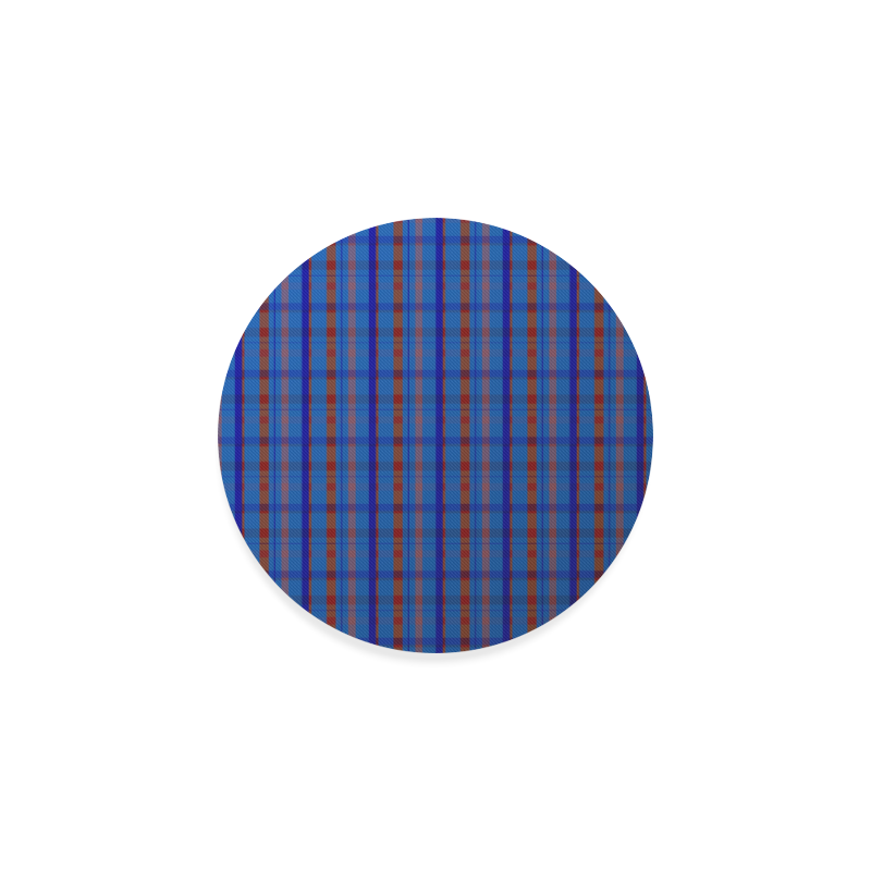 Royal Blue Plaid Hipster Style Round Coaster