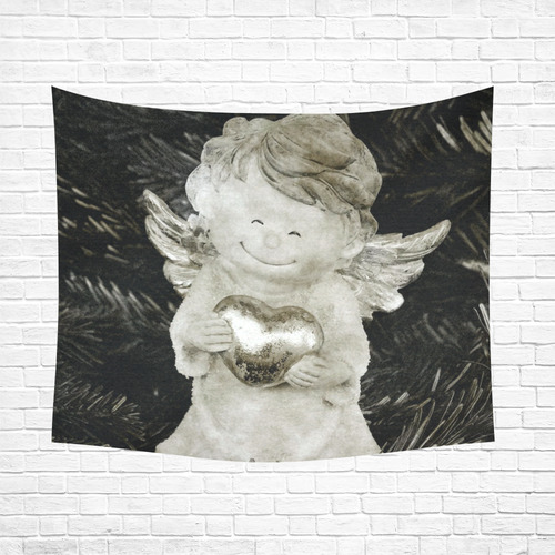 cute vintage Guardian Angel 6 by FeelGood Cotton Linen Wall Tapestry 60"x 51"