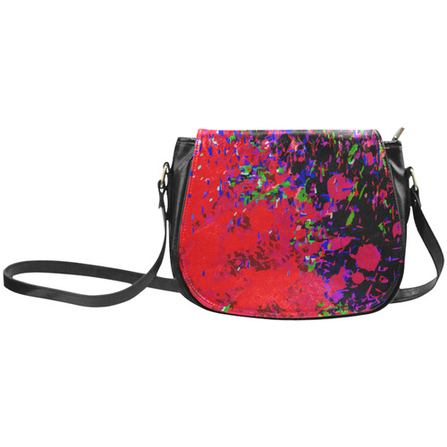 Red Blue Watercolor Floral Paint Classic Saddle Bag/Small (Model 1648)