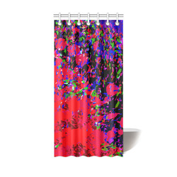 Red Blue Watercolor Floral Paint Shower Curtain 36"x72"