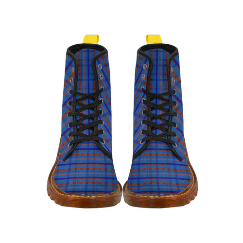 Royal Blue Plaid Hipster Style Martin Boots For Men Model 1203H