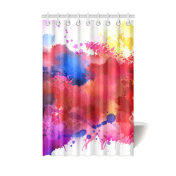 Watercolor Splash Red Blue Yellow Shower Curtain 48"x72"