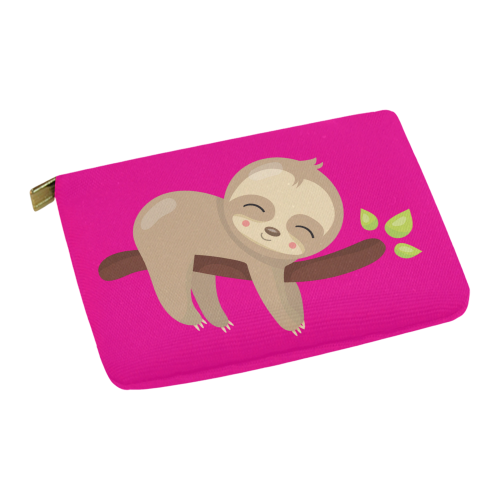 Sleepy Sloth pink Carry-All Pouch 12.5''x8.5''