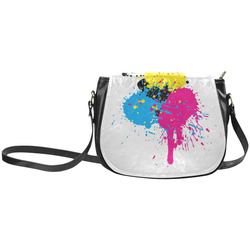 Red Blue Yellow Watercolor Splash Classic Saddle Bag/Small (Model 1648)