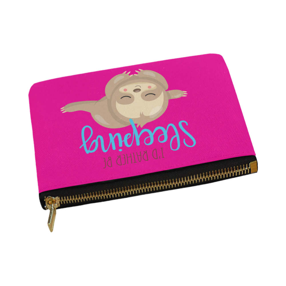 Sleepy Sloth pink Carry-All Pouch 12.5''x8.5''