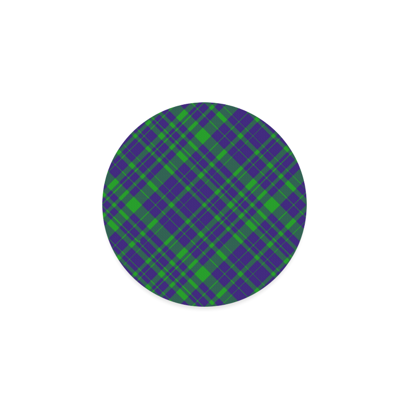 Diagonal Green & Purple Plaid Hipster Style Round Coaster