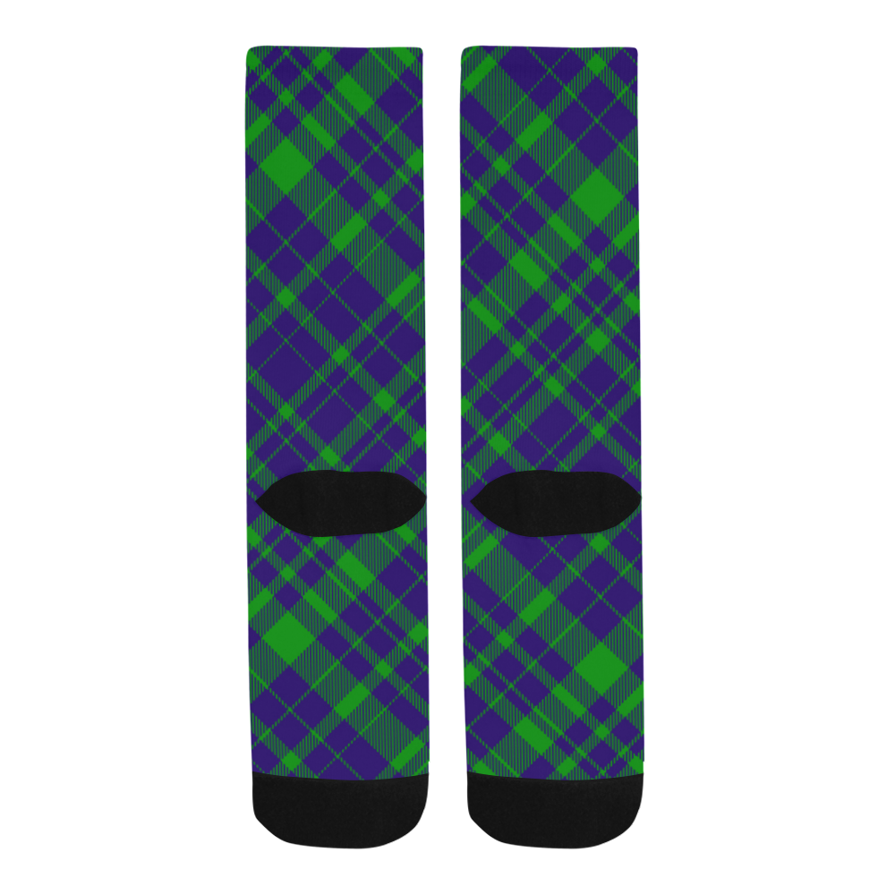 Diagonal Green & Purple Plaid Hipster Style Trouser Socks
