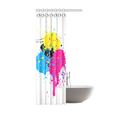 Red Blue Yellow Watercolor Splash Shower Curtain 36"x72"