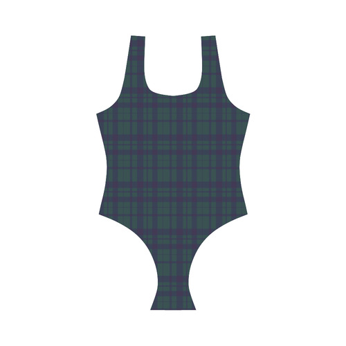 Green Plaid Hipster Style Vest One Piece Swimsuit (Model S04)