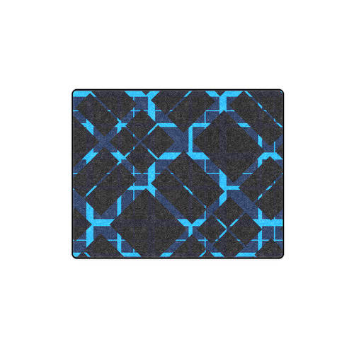 Diagonal Blue & Black Plaid Hipster Style Blanket 40"x50"