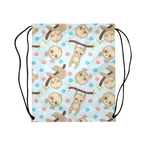 Happy Sloth Large Drawstring Bag Model 1604 (Twin Sides)  16.5"(W) * 19.3"(H)