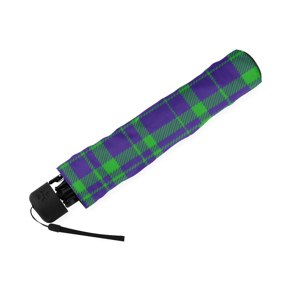 Diagonal Green & Purple Plaid Hipster Style Foldable Umbrella (Model U01)