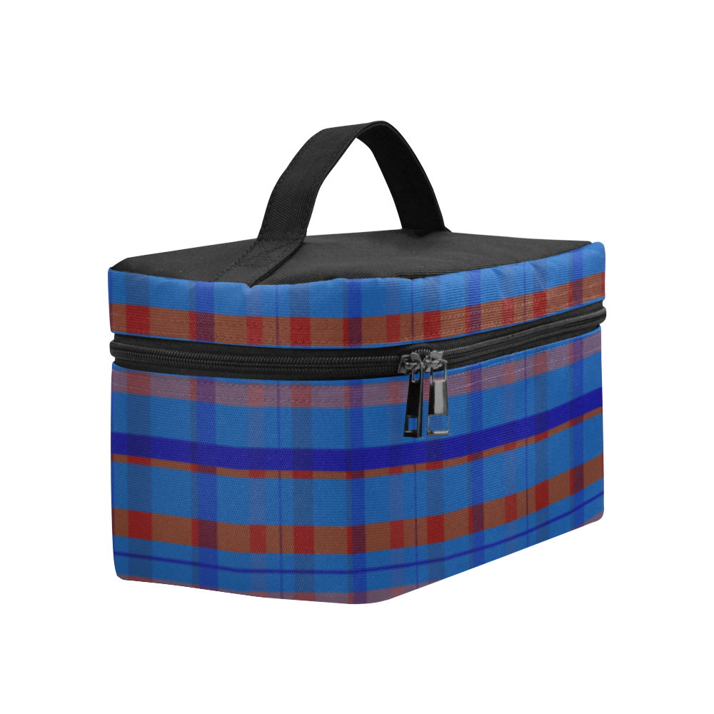 Royal Blue Plaid Hipster Style Cosmetic Bag/Large (Model 1658)