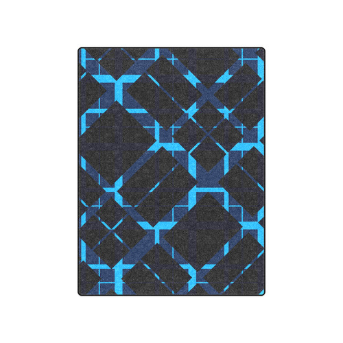 Diagonal Blue & Black Plaid Hipster Style Blanket 50"x60"