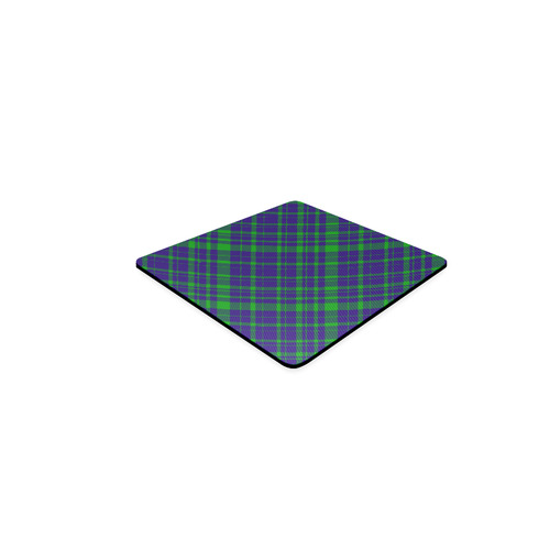 Diagonal Green & Purple Plaid Hipster Style Square Coaster