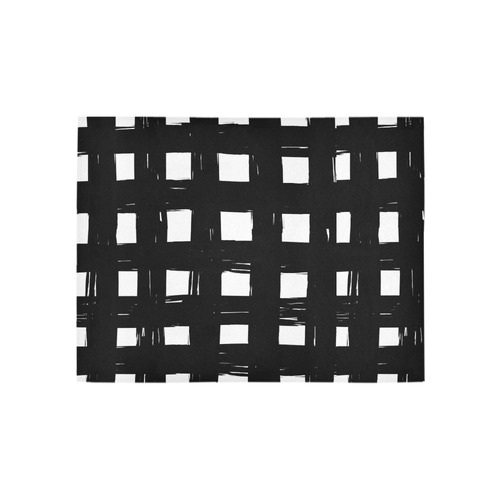 black and white doodle squares Area Rug 5'3''x4'