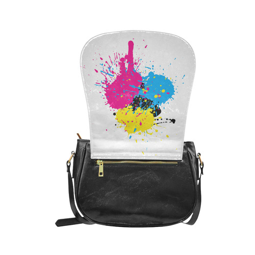 Red Blue Yellow Watercolor Splash Classic Saddle Bag/Small (Model 1648)