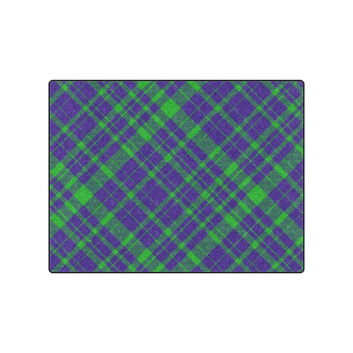 Diagonal Green & Purple Plaid Hipster Style Blanket 50"x60"