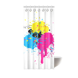 Red Blue Yellow Watercolor Splash Shower Curtain 36"x72"