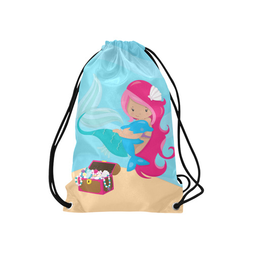 Mermaid with Dolphin Small Drawstring Bag Model 1604 (Twin Sides) 11"(W) * 17.7"(H)