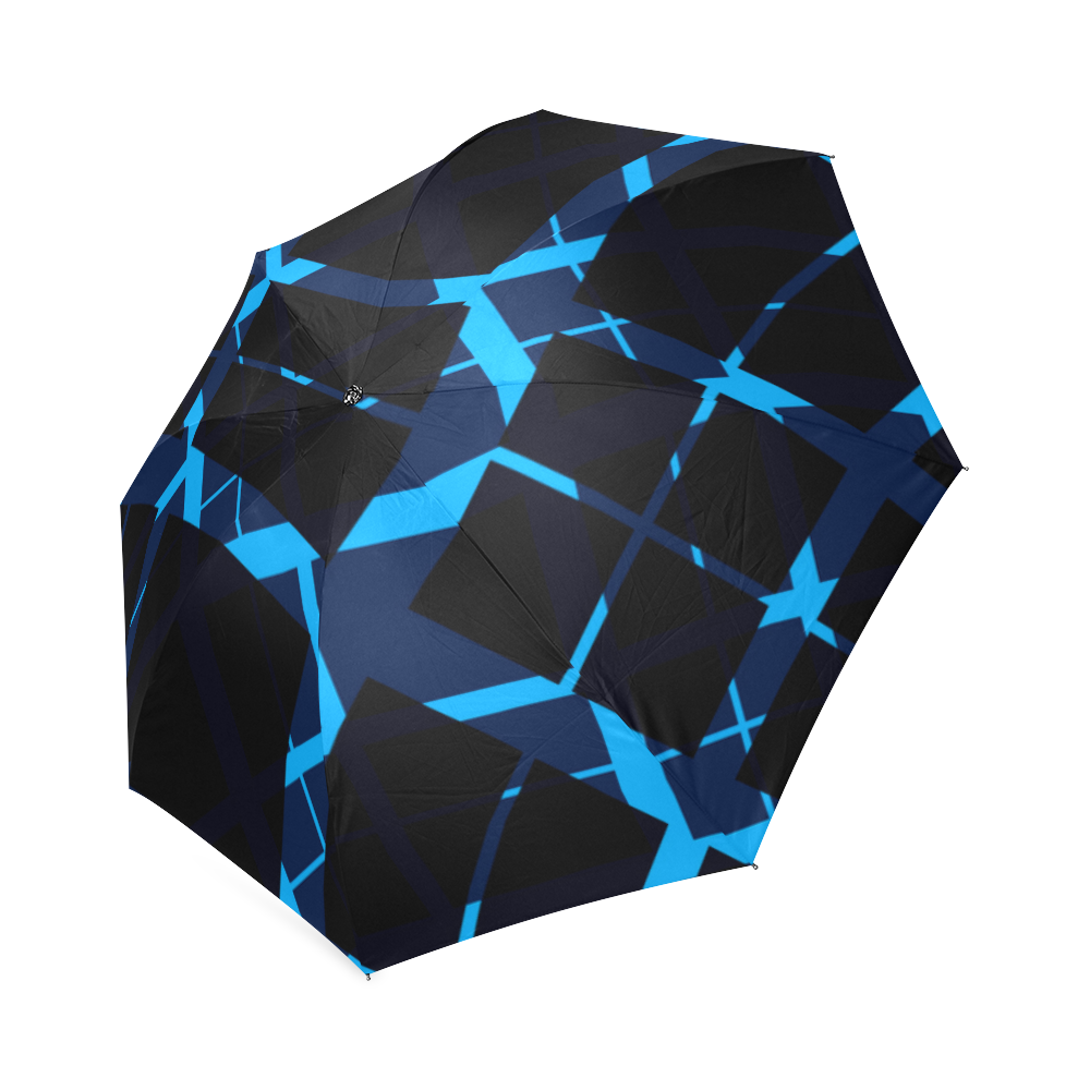 Diagonal Blue & Black Plaid Hipster Style Foldable Umbrella (Model U01)