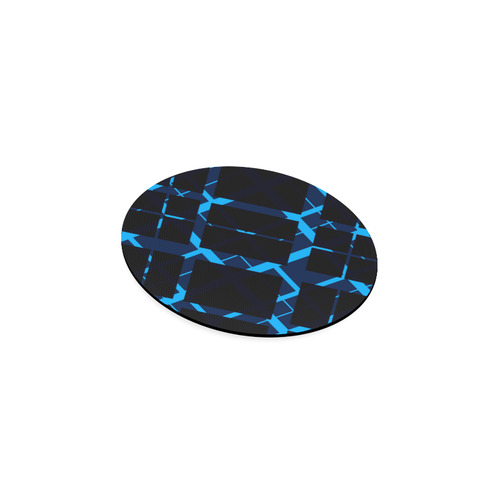 Diagonal Blue & Black Plaid Hipster Style Round Coaster