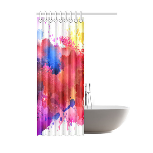 Watercolor Splash Red Blue Yellow Shower Curtain 48"x72"