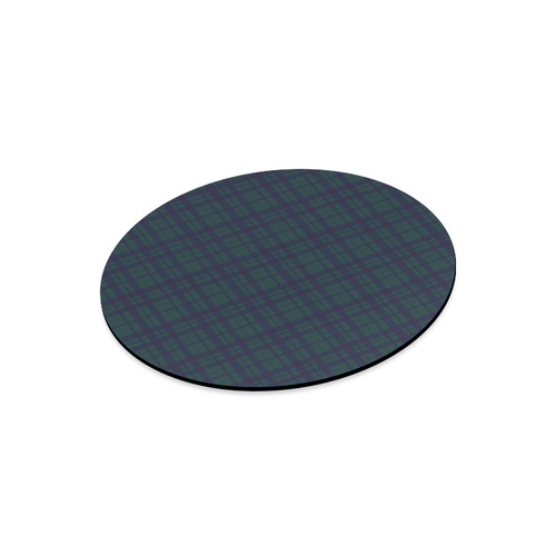 Green Plaid Hipster Style Round Mousepad