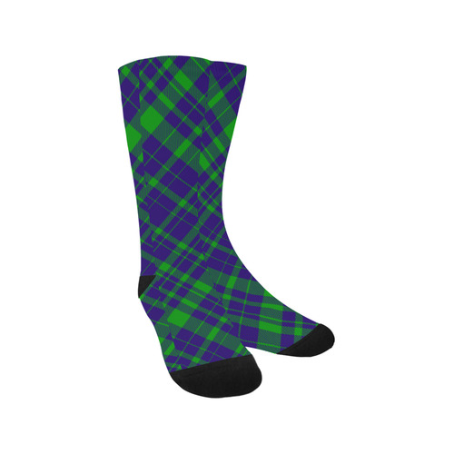 Diagonal Green & Purple Plaid Hipster Style Trouser Socks