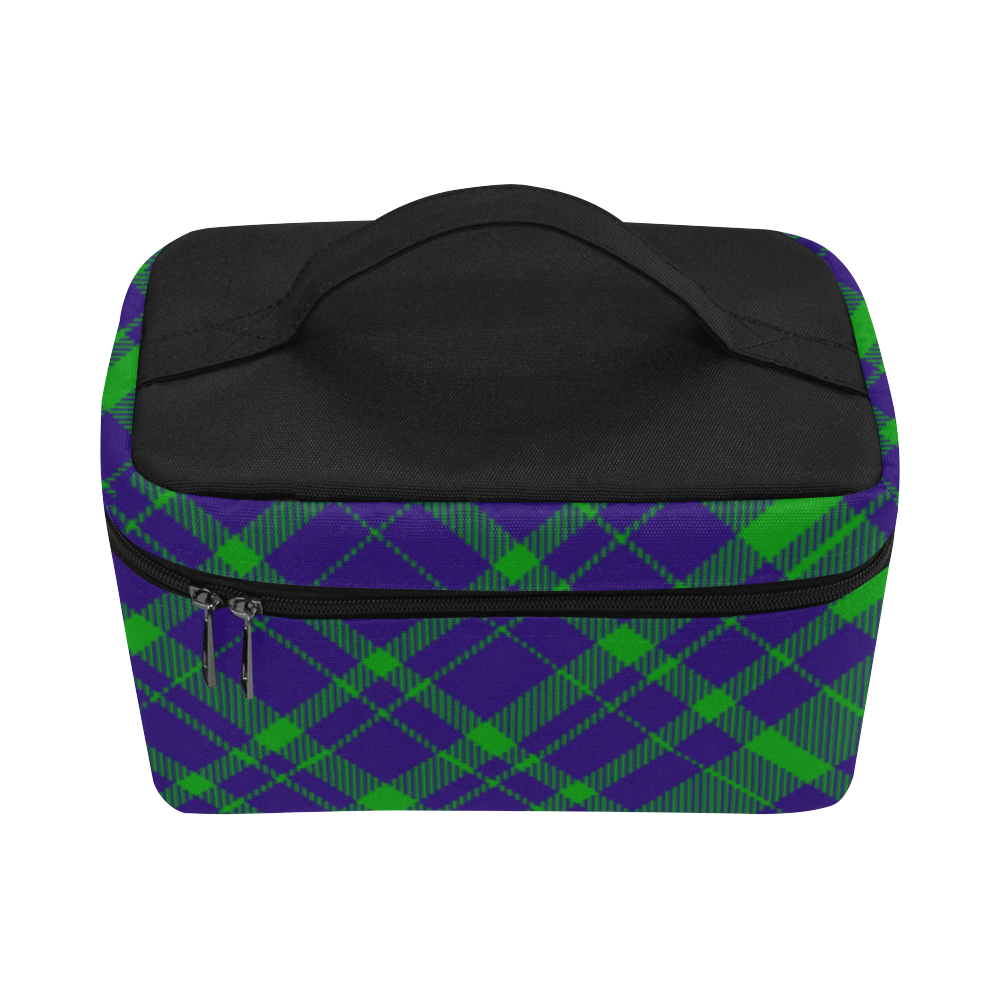Diagonal Green & Purple Plaid Hipster Style Cosmetic Bag/Large (Model 1658)