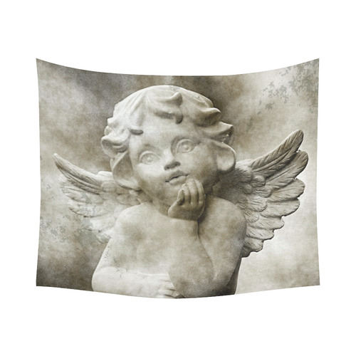 cute vintage Guardian Angel 3 Cotton Linen Wall Tapestry 60"x 51"
