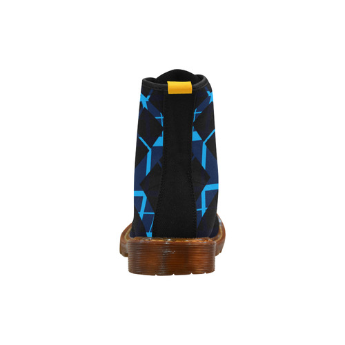 Diagonal Blue & Black Plaid Hipster Style Martin Boots For Men Model 1203H