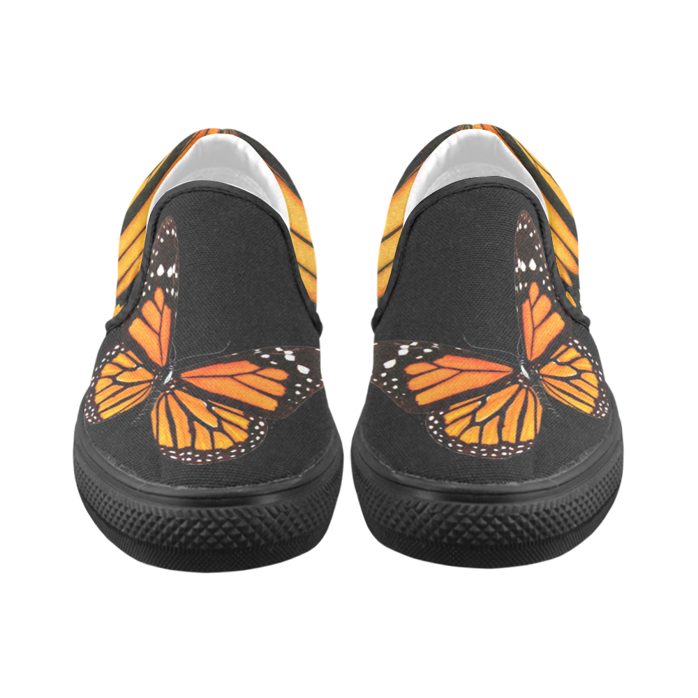 Black Monarch Slides Women's Slip-on Canvas Shoes (Model 019)