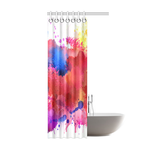 Watercolor Splash Red Blue Yellow Shower Curtain 36"x72"