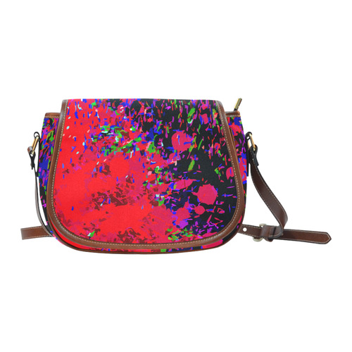 Red Blue Watercolor Floral Paint Saddle Bag/Small (Model 1649) Full Customization