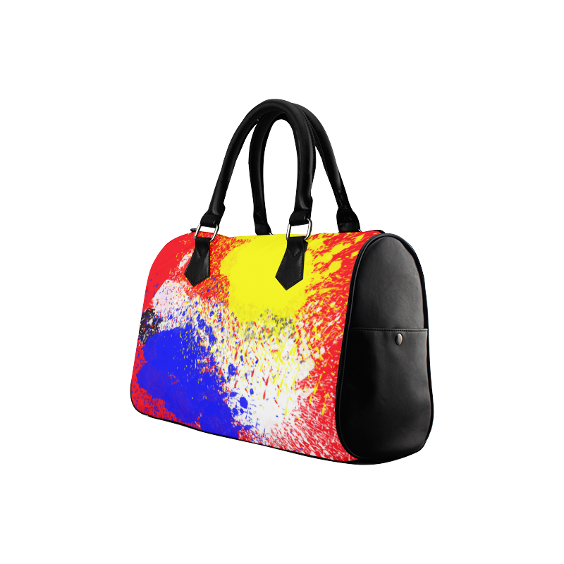 Primary Colors Watercolor Spatter Red Blue Yellow Boston Handbag (Model 1621)