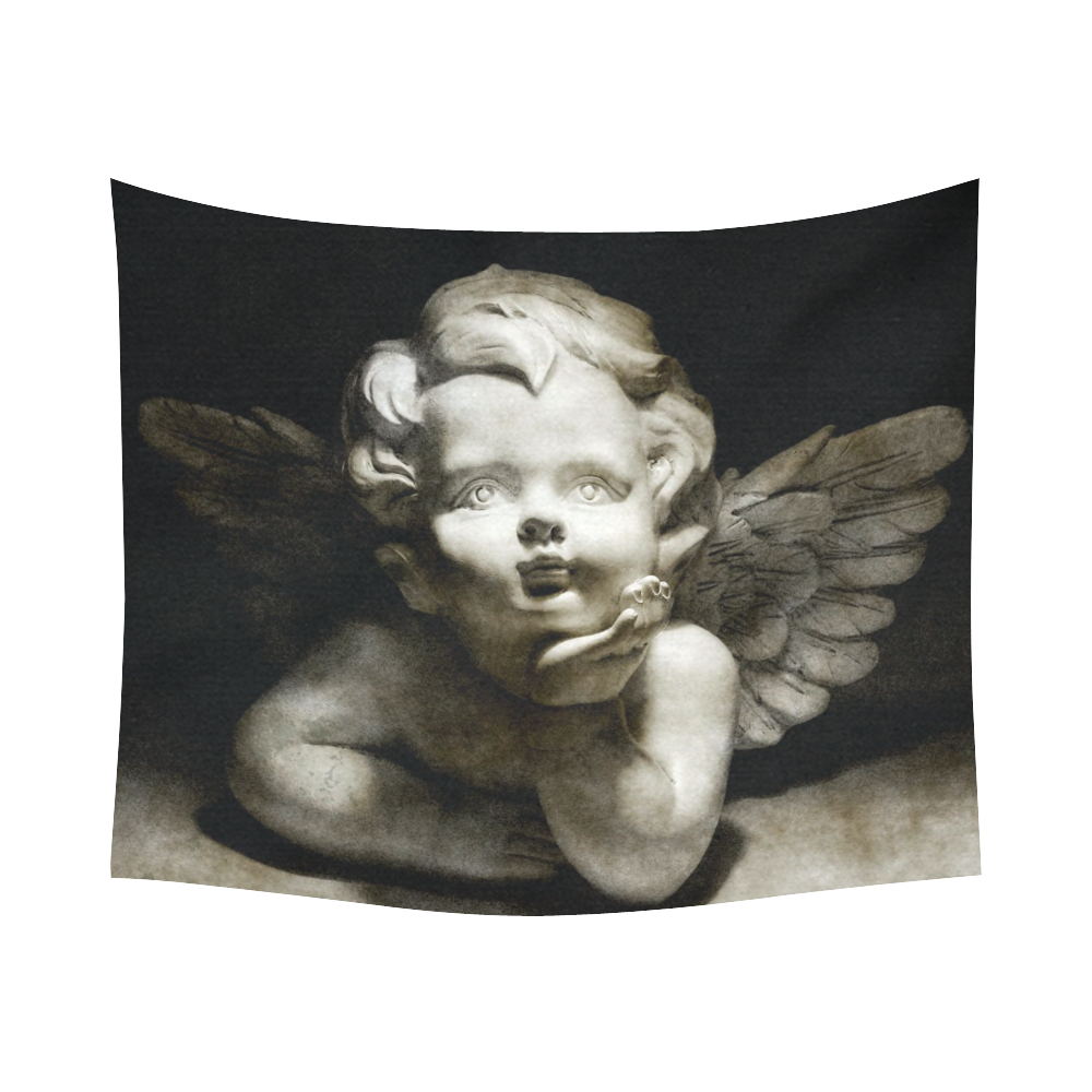 cute vintage Guardian Angel 2 by FeelGood Cotton Linen Wall Tapestry 60"x 51"