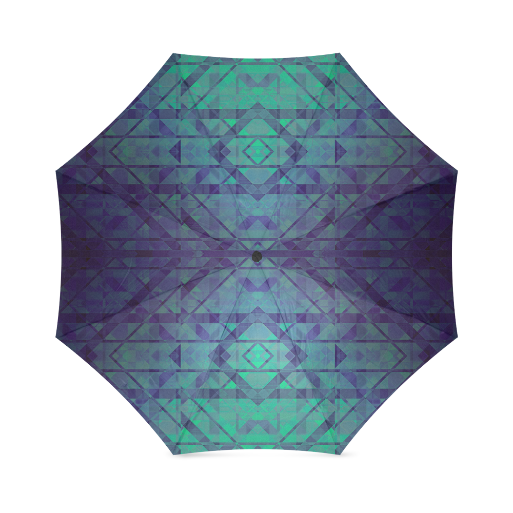 Sci-Fi Dream Blue Geometric design Foldable Umbrella (Model U01)