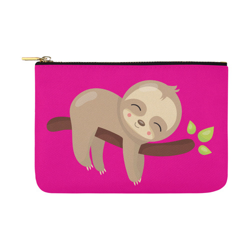 Sleepy Sloth pink Carry-All Pouch 12.5''x8.5''