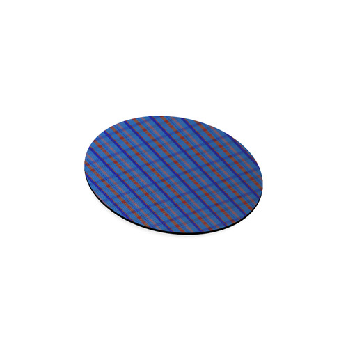 Royal Blue Plaid Hipster Style Round Coaster