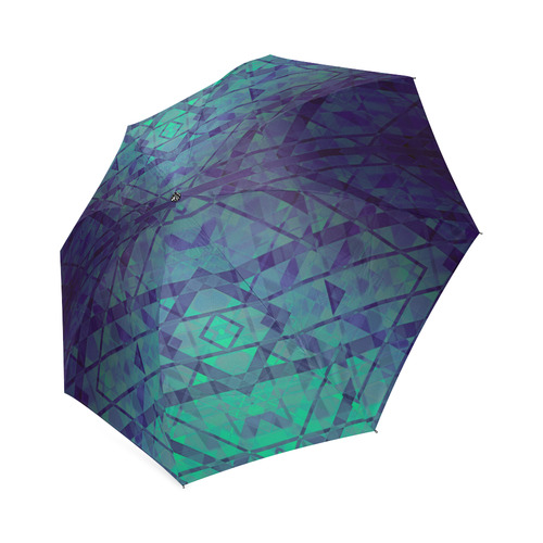 Sci-Fi Dream Blue Geometric design Foldable Umbrella (Model U01)