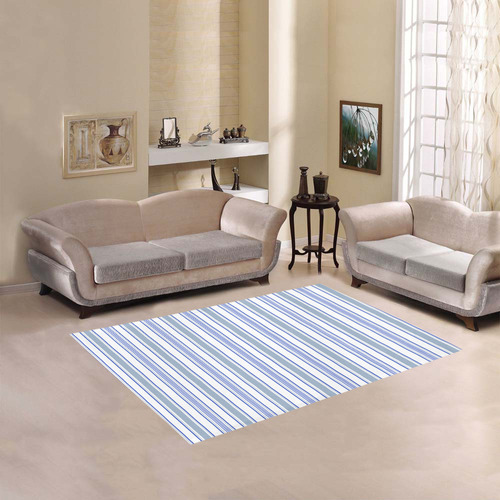 STRIPES BLUE-WHITE 12X12 Area Rug 5'3''x4'