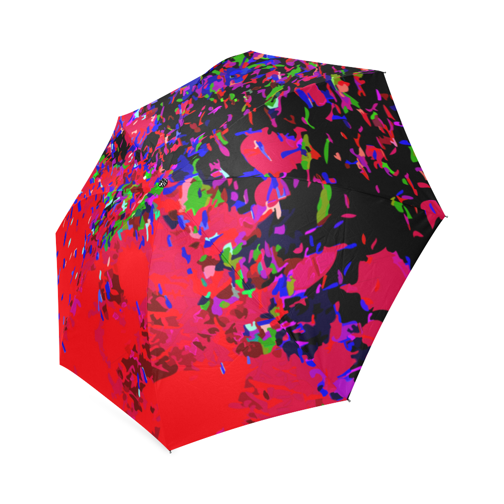 Red Blue Watercolor Floral Paint Foldable Umbrella (Model U01)