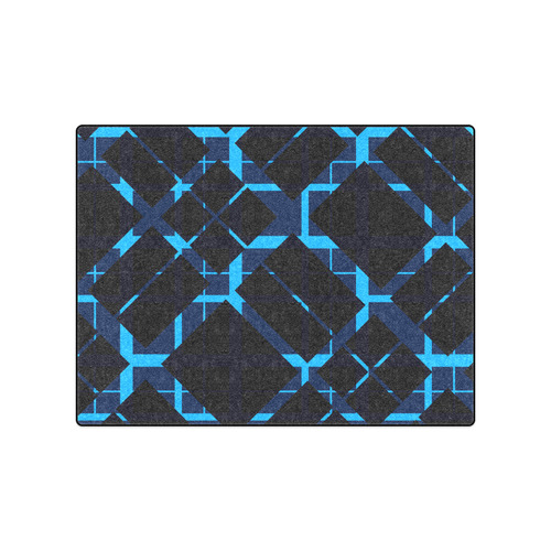 Diagonal Blue & Black Plaid Hipster Style Blanket 50"x60"