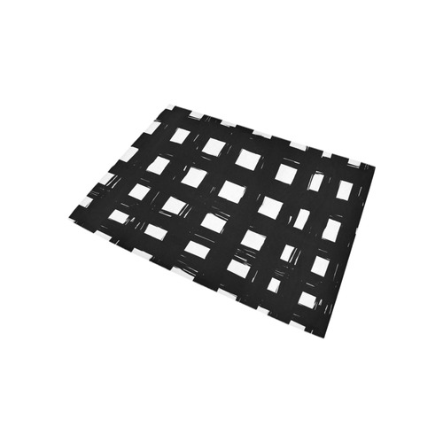 black and white doodle squares Area Rug 5'3''x4'